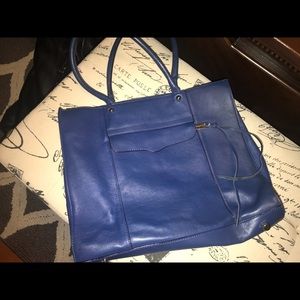 Blue leather tote